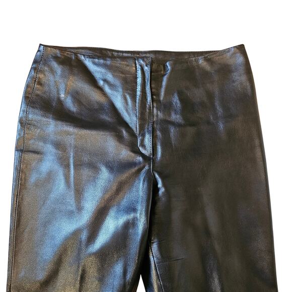 Vintage 90s Finity Black 100% Leather Pants Size Med - Picture 2 of 7